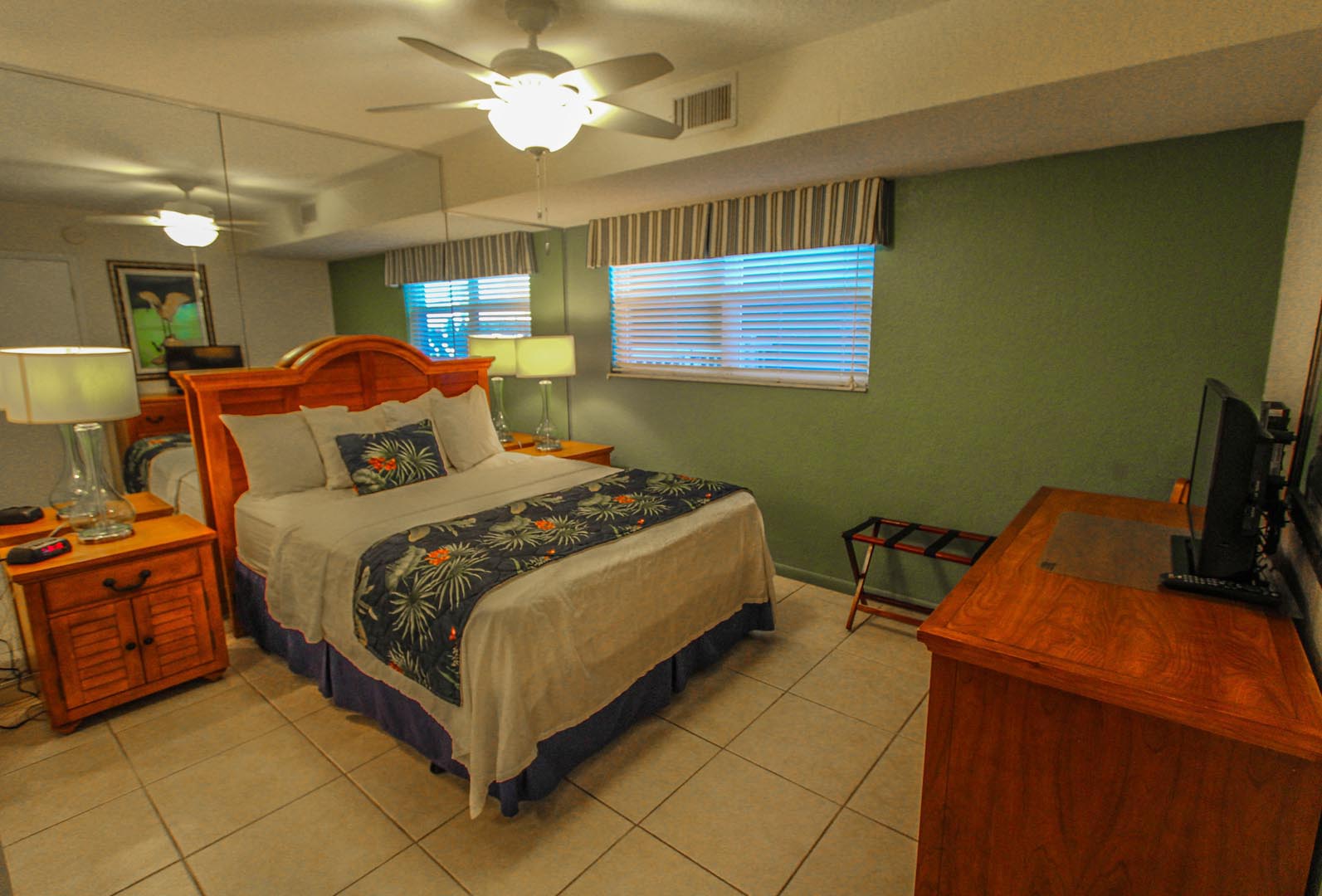 A master bedroom at VRI's Mariner Beach Club in St. Pete Beach, Florida.